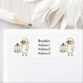 Étiquette Mignonne brebis avec blouson (En situation)