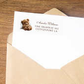 Étiquette Mignonne Brown Teddy Bear Aquarelle Adresse de ret