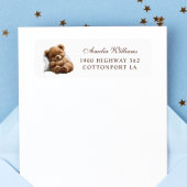 Étiquette Mignonne Brown Teddy Bear Aquarelle Adresse de ret