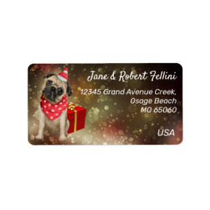 Étiquette Mignonne Carlin bulldog bandana boîte rouge festif