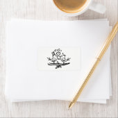 Étiquette Mignonne Fiançailles noir blanc Lovebirds Mariage (En situation)