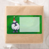 Étiquette Mignonne mouton à Santa Chapeau sur vert (En situation)