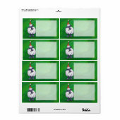 Étiquette Mignonne mouton à Santa Chapeau sur vert (Feuille entière)