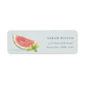 Étiquette Mignonne Notre Petite Aquarelle Melon Adresse Bleu (Devant)