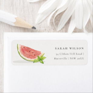 Étiquette Mignonne Notre Petite Aquarelle Melon Adresse Roug