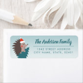 Étiquette Mignonne personnalisée et Hérisson moderne Noël (En situation)