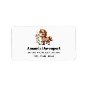 Étiquette Mignonne Pony Manger Daisées Adresse