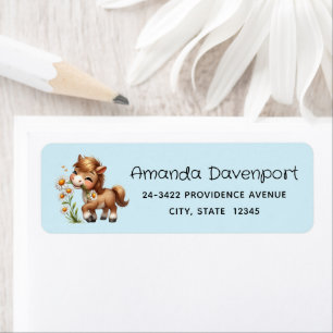 Étiquette Mignonne Pony Manger Daisées Adresse