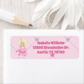 Étiquette Mignonne Princesse Anniversaire Fille Rose Adresse (En situation)