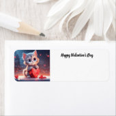 Étiquette Mignonne Valentine's Day chaton adresse de retour (En situation)