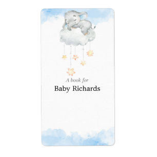 Étiquette Mignons éléphants étoiles baby shower livre étique