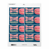 Étiquette Mignons Macarons Français Roses | Macarons Faits M (Feuille entière)