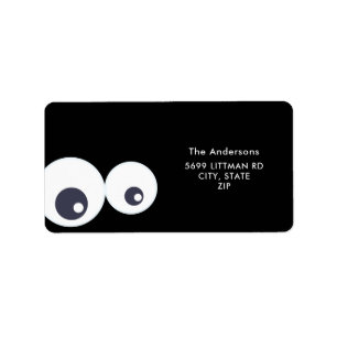 Étiquette Mignons Monstres Eyeballs Noir & Blanc Halloween