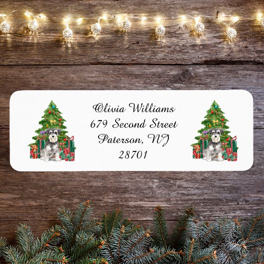 Étiquette Minature Schnauzer - Adresse de retour de Noël