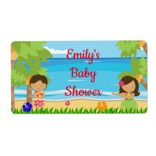 Étiquette Mini baby shower de luau d'étiquette de bouteille