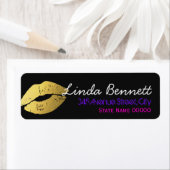 Étiquette Mini carte design Gold Lips (En situation)