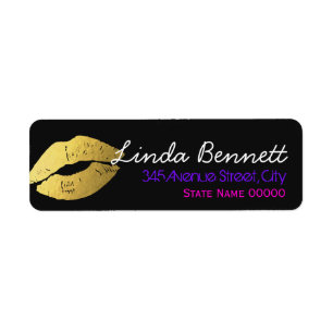 Étiquette Mini carte design Gold Lips