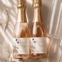 Étiquette Mini Champagne Fleur Sauvage Amour en Fl