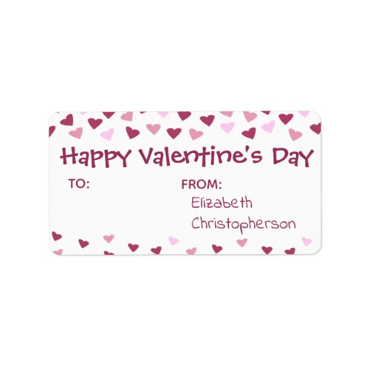 Étiquette Mini Coeurs à partir de la Saint-Valentin (Devant)
