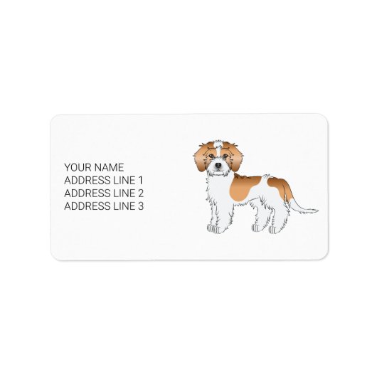 Étiquette Mini Goldendoodle couleur abricot et blanc (Devant)