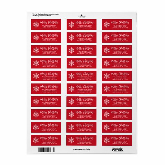 Étiquette Mini Joyeux Noël Brush Adresse Script (Feuille entière)