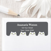 Étiquette Minimal Gray Cat Return Address (En situation)
