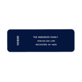 Étiquette Minimal MERRY | Navy Blue Holiday Address Label (Devant)
