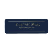 Étiquette Minimal Navy Background Gold Script Elegant Return (Devant)