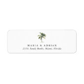 Étiquette Minimal Palm Tree Tropical Beach Adresse de retour (Devant)