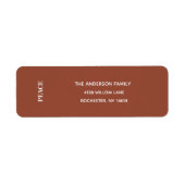Étiquette Minimal PEACE | Terracotta Holiday Address Label (Devant)