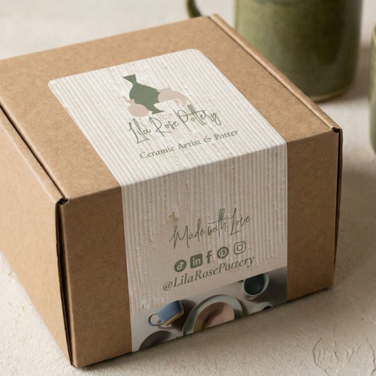 Étiquette Minimal Pottery Ceramic Logo Business Box Wrap