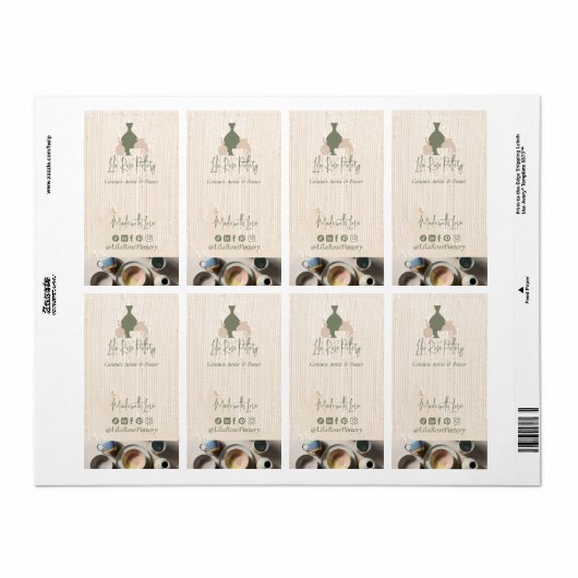 Étiquette Minimal Pottery Ceramic Logo Business Box Wrap (Feuille entière)