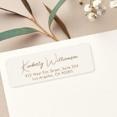 Étiquette Minimal Script Cream Gold Return Address