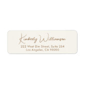 Étiquette Minimal Script Cream Gold Return Address (Devant)