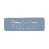 Étiquette Minimal Script Dusty Blue Return Address (Devant)