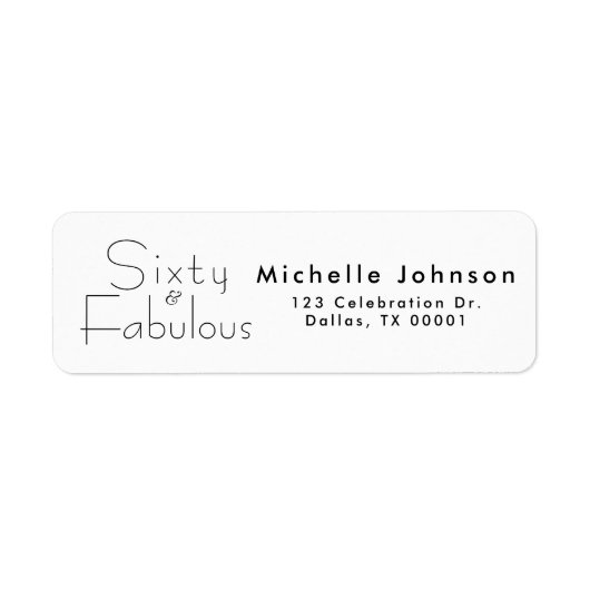 Étiquette Minimal soixante et fabuleuse fête d'anniversaire  (Devant)