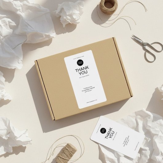 Étiquette Minimal Thank You Shipping Label with Logo