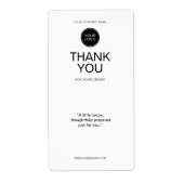 Étiquette Minimal Thank You Shipping Label with Logo (Devant)