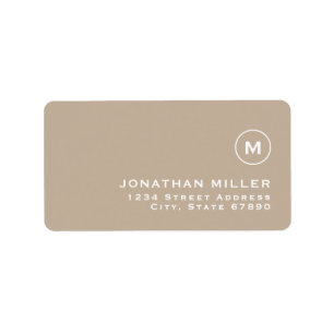 Étiquette Minimalist Beige Classic Monogram Return Address