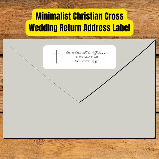 Étiquette MINIMALIST Christian Cross Wedding Return Address