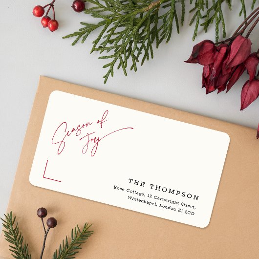 Étiquette Minimalist Christmas Holiday Mailing Address