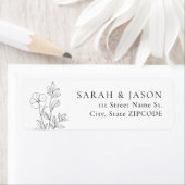 Étiquette Minimalist Floral Return Address Labels (En situation)