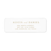 Étiquette Minimalist gold white wedding return address (Devant)
