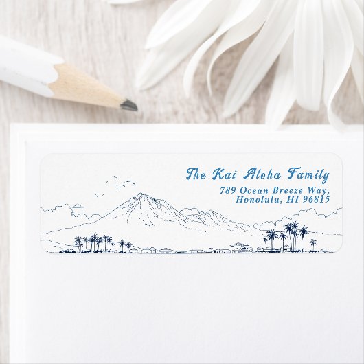 Étiquette Minimalist Hawaii Mountain Return Customizable