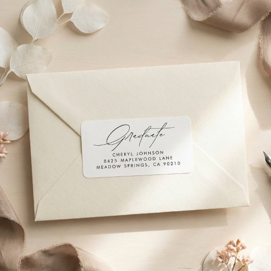 Étiquette Minimalist Script Graduation Return Address Label
