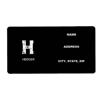 ÉTIQUETTE MINIMALIST WHITE ONE LETTER MONOGRAM NAME BLACK