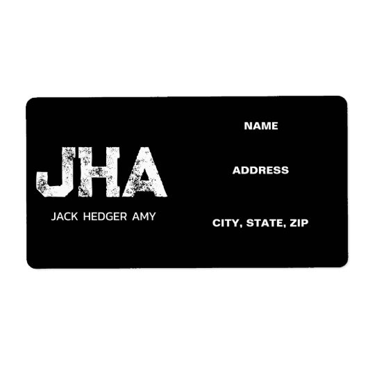 ÉTIQUETTE MINIMALIST WHITE THREE LETTER MONOGRAM NAME BLACK (Devant)