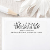 Étiquette Minimalist Wildflowers Rustic Return Address Label (En situation)