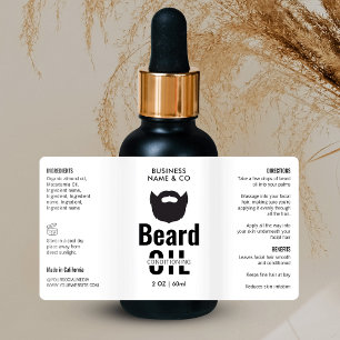 Étiquette minimaliste à 2 OZ à l'huile de barbe à 