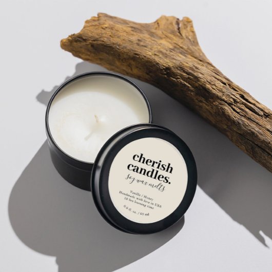 Étiquette minimaliste à bougie de soja